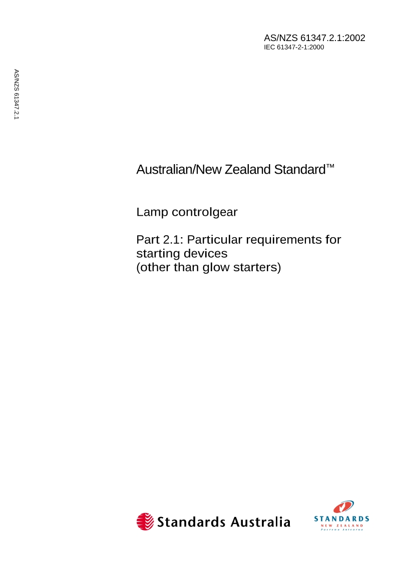 AS/NZS 61347.2.1:2002 AS/NZS 61347.2.1:2002