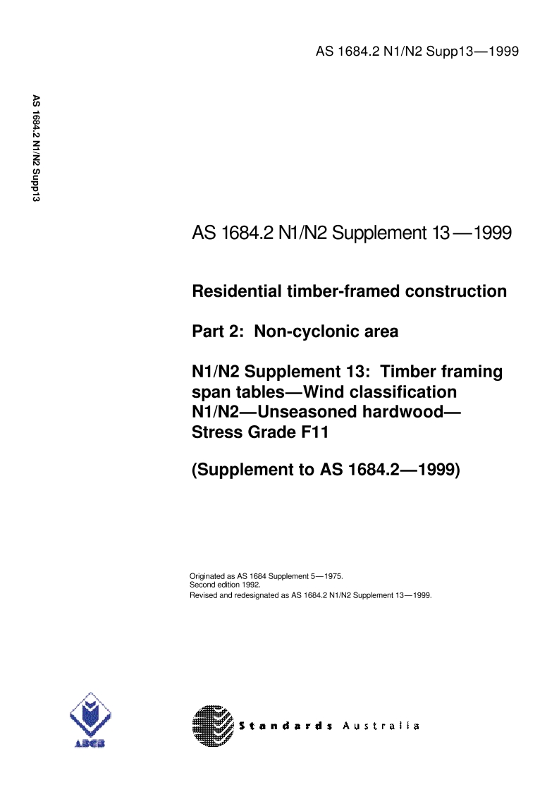 AS 1684.2 N1 N2 SUPP 13-1999 AS 1684.2 N1 N2 SUPP 13-1999