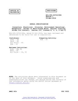 MIL MIL-DTL-83723/80D Notice 1 - Validation 1