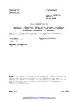 MIL MIL-DTL-83733/4D Notice 1 - Validation 1