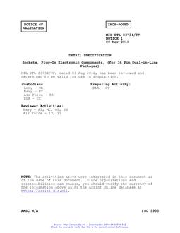 MIL MIL-DTL-83734/9F Notice 1 - Validation 1