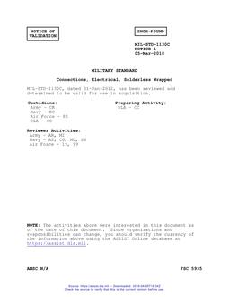 MIL MIL-STD-1130C Notice 1 – Validation 1 MIL MIL-STD-1130C Notice 1 - Validation 1