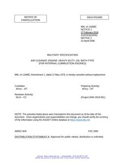 MIL MIL-A-13488C Notice 3 – Cancellation 2 MIL MIL-A-13488C Notice 3 - Cancellation 2